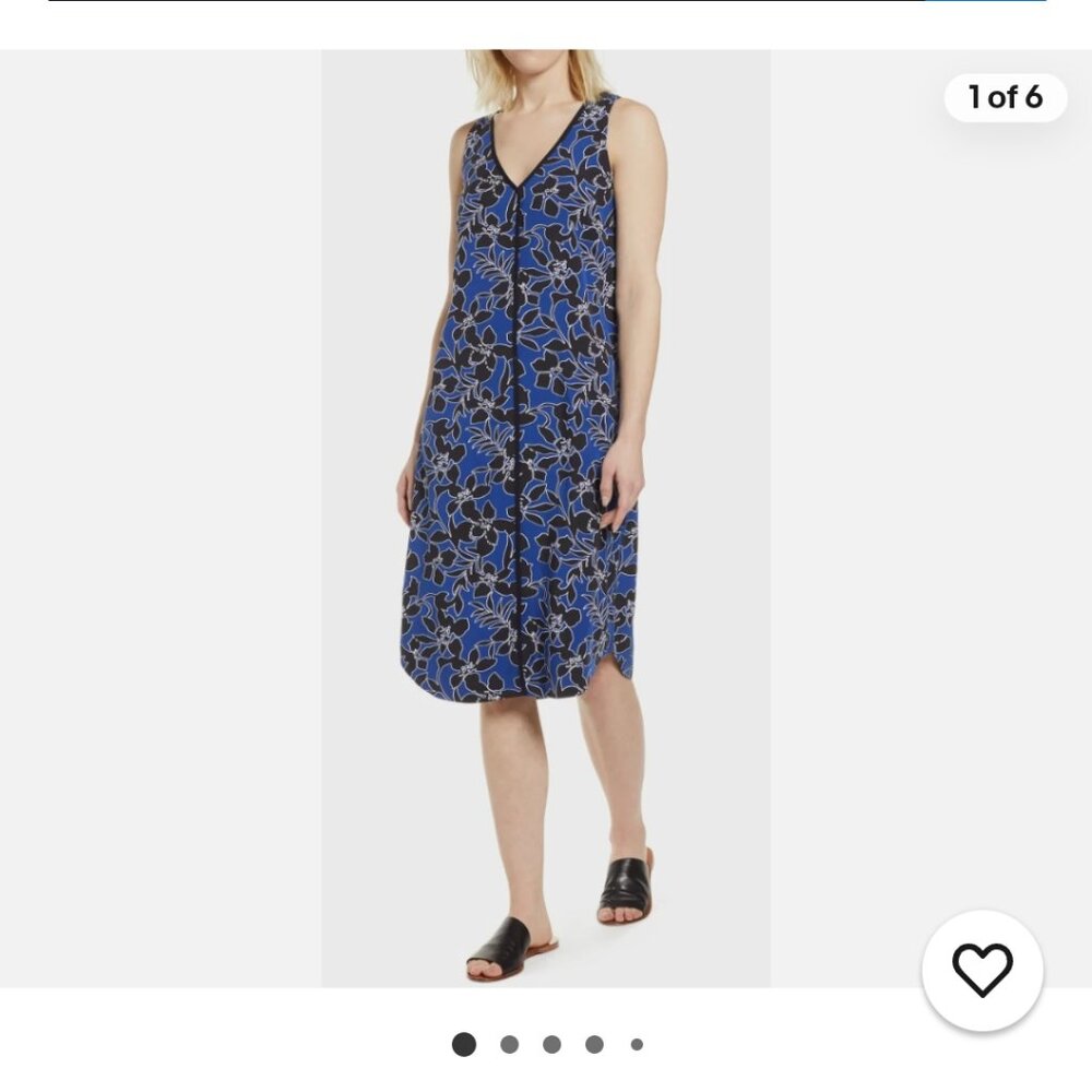 Tommy Bahama Womens Blue Forte Floral Shift Dress SZ Medium Hawaiian Rayon Vacay